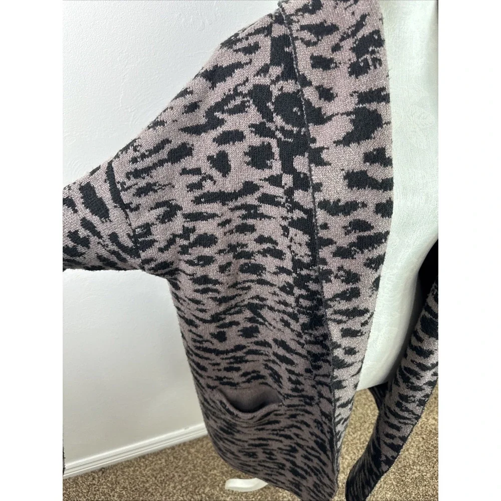 Calia Women's M Oversized Open Cardigan Coatigan Sweater Mauve Black Cheetah EUC